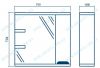 Технический рисунок Зеркало в ванную Z2 Ява 75 Правое