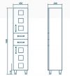 Технический рисунок Пенал для ванной Корфу К40 Правый С Корзиной