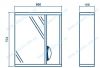 Технический рисунок Зеркало в ванную Z1 Консул Венге Правое 60